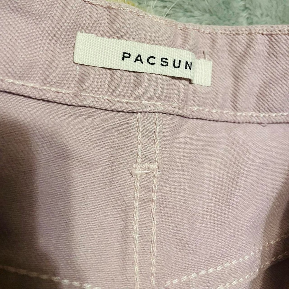 PacSun Lavender Checkered Jean Shorts - Picture 2 of 3